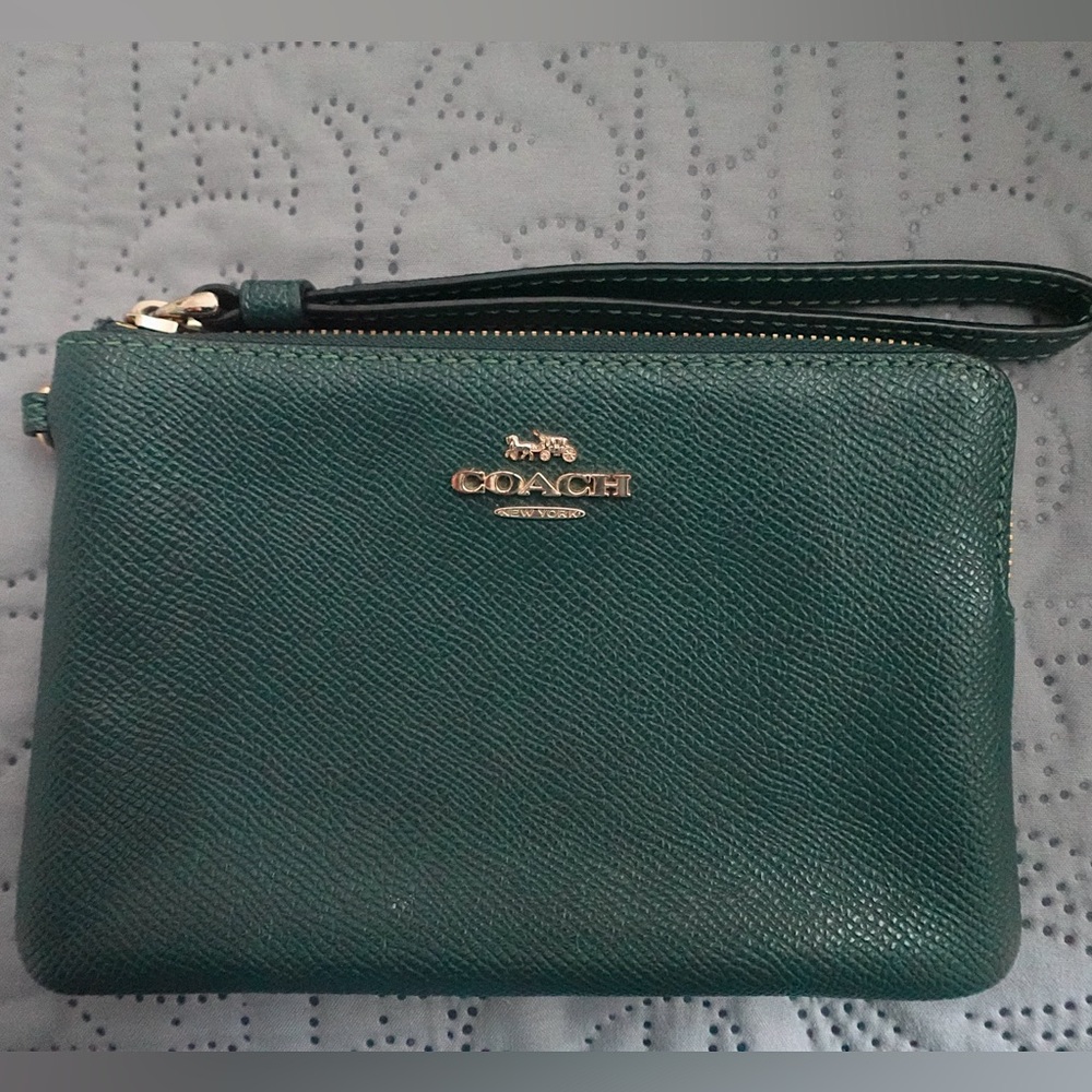 Coach Green Wristlet Clutch